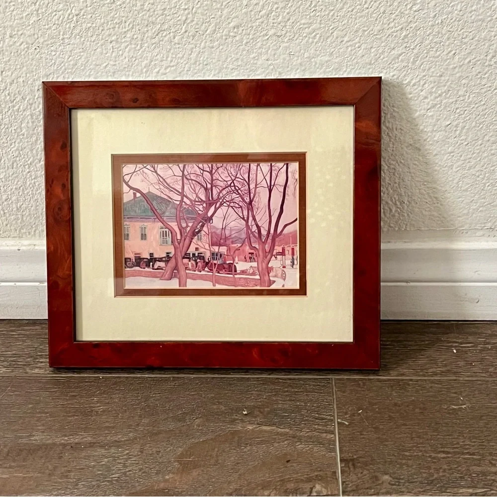Framed Red Wood Finish Art Print with Ivory Mat